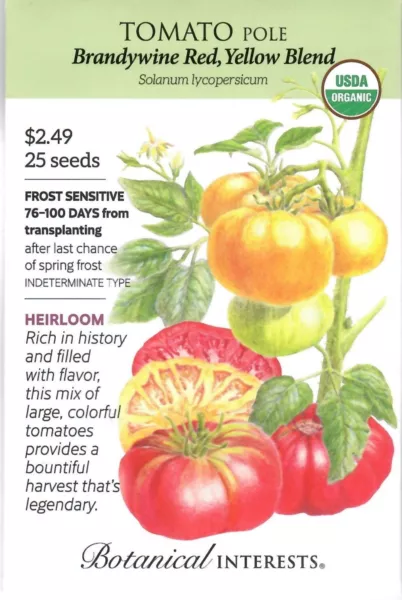 Tomato Brandywine Red &amp; Yellow Blend Vegetable Seeds Botanical Interests 12/24 F - £7.52 GBP