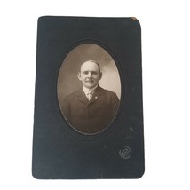 Cabinet Card Found Photo Man necktie Suit Lapel Pin Maltese Cross Antique Oval - £27.99 GBP