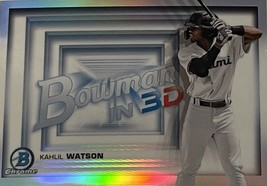 2022 Bowman Chrome Kahlil Watson Bowman In 3D Refractor B3D-12 MLB Miami Marlins - £4.86 GBP