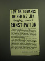 1949 Dr. Edwards&#39; Olive Tablets Ad - How Dr. Edwards helped me lick clogging - £14.54 GBP