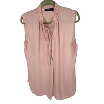 Apt. 9 Women&#39;s Sleeveless Chiffon Blouse Top Ruffle Neck Pink Size L - $221.44 MXN