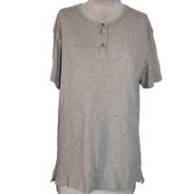 Tan Henley Cotton Tee Shirt Size Medium - £19.47 GBP