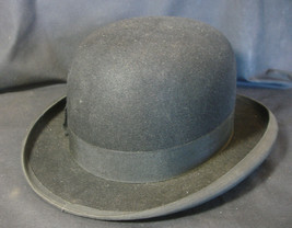 Old Vtg Collectible Black Charlie Chaplain Style Cap Hat Bowler Black Bow - £142.17 GBP