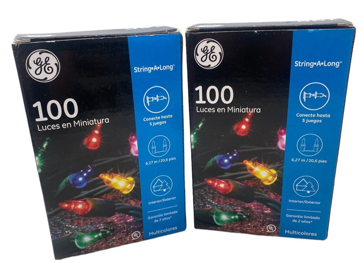 Primary image for GE 100 Miniature Lights String A Long Light Multicolor Indoor/Outdoor 2 Pack New