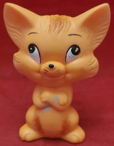 Vtg Playful Smiling Cat Kitten Folded Arms Orange Squeaky Toy - £15.59 GBP