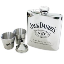 Jack Daniel's Stainless Flask and Shot Glass Gift Set Silver - $57.98