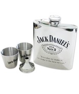 Jack Daniel&#39;s Stainless Flask and Shot Glass Gift Set Silver - $57.98