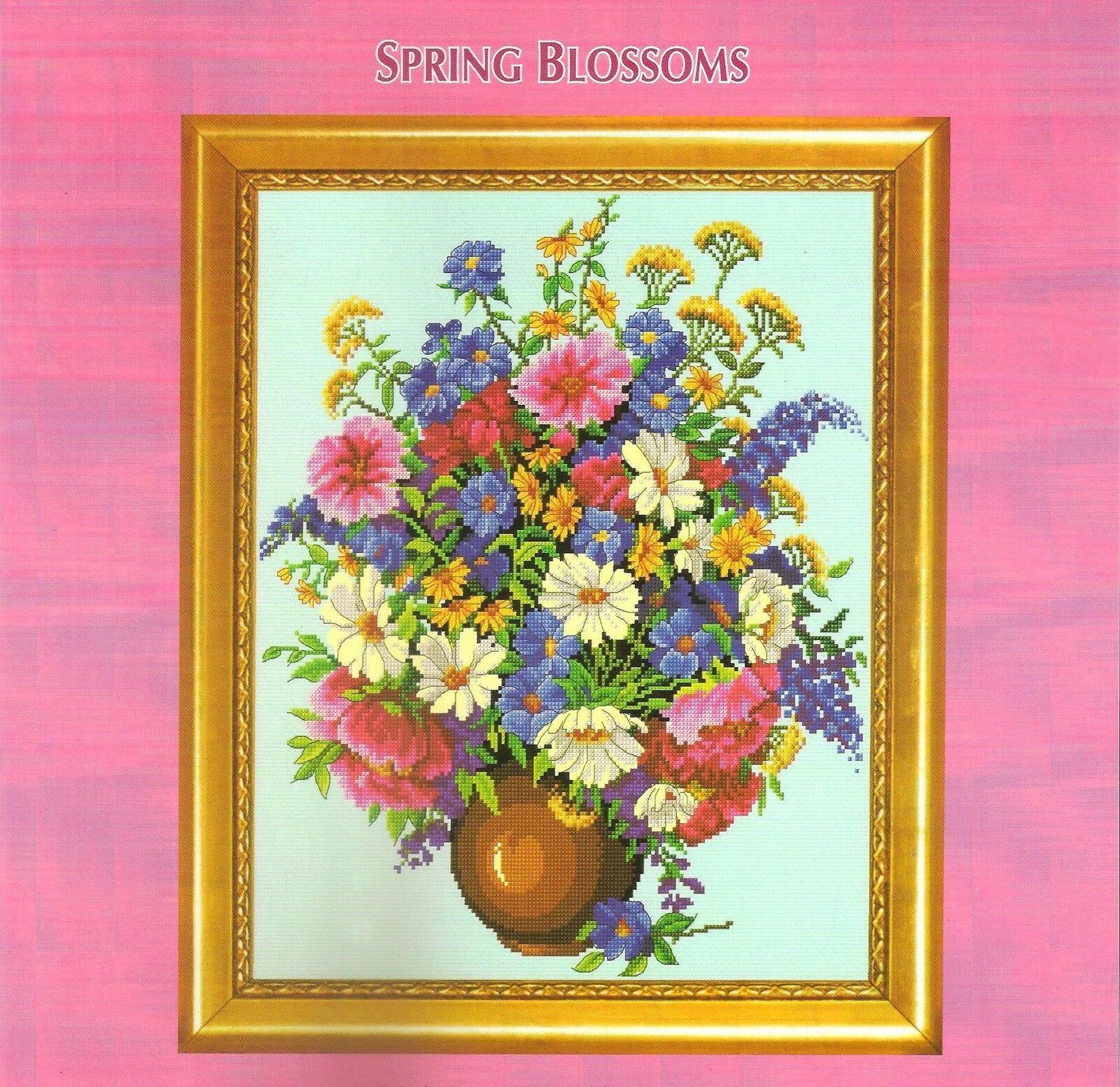 SALE!!! COMPLETE CROSS STITCH MATERIALS "SPRING BLOSSOMS" FREE SHIP - $29.69