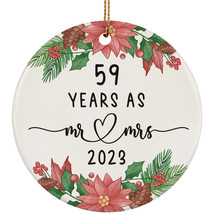 59 Years As Mr &amp; Mrs 2023 59th Weeding Anniversary Ornament Christmas Gift Decor - £11.83 GBP