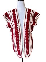 Vintage handmade crochet 70&#39;s cardigan vest unique OOAK size M-L - £43.86 GBP