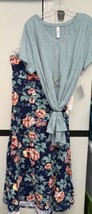NWT LULAROE Large Navy Blue Floral Knit Maxi Skirt &amp; 2XL Sage Green Christy Tee - £69.97 GBP