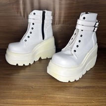 Demonia Shaker 52 Platform Boots White Vegan Leather Technopagan No Size... - $75.00