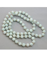 ESTATE Pale Green Jade &amp; 14k Gold Bead Necklace 28&quot; - £275.32 GBP