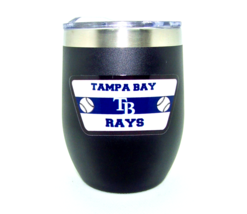 Tampa Bay Rays MLB Stainless Steel Stemless Wine Glass Tumbler 16 oz Black - £21.03 GBP