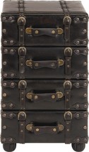 Deco 79 Wood Rectangle Chest With Leather Buckle Straps And Stud Details,, Black - £207.02 GBP