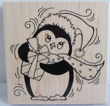Stampendous W137 2014 PENPATTERN PENGUIN Christmas Rubber Stamp Gift Sca... - $18.42
