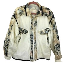 East West Windbreaker Jacket Size M Gold Black Cream Nylon Zip Front Vintage 80s - £31.93 GBP