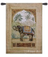 52x36 OLD WORLD ELEPHANT II Trunk Up Asian Tapestry Wall Hanging - $158.40