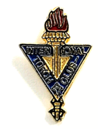 VTG International Torch Club Enamel Pin Gold Tone Red Flame Triangle Col... - $12.99