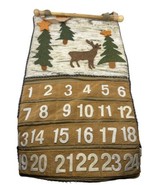 Advent Calendar Moose Trees Primitive Rustic Wooden Dowel Hanger Felt Ch... - $29.52