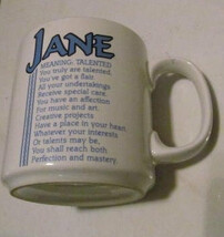 Jane Name Meaning &quot;TALENTED&quot; Poem byn Marci G. Coffee Collectible Name M... - £10.69 GBP