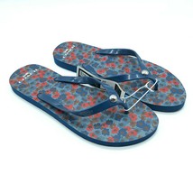 Coach Womens Flip Flop Sandals Floral Slip On Rubber Blue Red Size 11 - £41.73 GBP