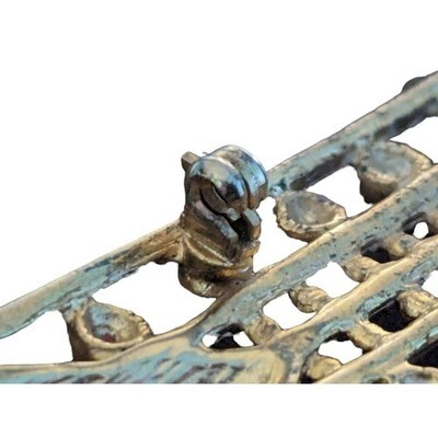 Vintage Gold Tone Brooch Double Triangles w/Balls Grill Bar Lapel Hat Pin 3"Long Item image 6