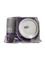 Purple Gold 16th Birthday Party Supplies Set Plates Cups Cutlery 24 Gues... - $19.91