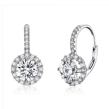 Erling silver dazzling cubic zircon round zircon drop earrings for women wedding silver thumb200
