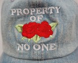 Womens Denim Baseball Cap Property of No One Roses Embroidered Strapback... - $13.00
