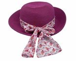 Caribbean Joe Pink White Flamingos Straw Beach Sun Hat  Lightweight - $19.99