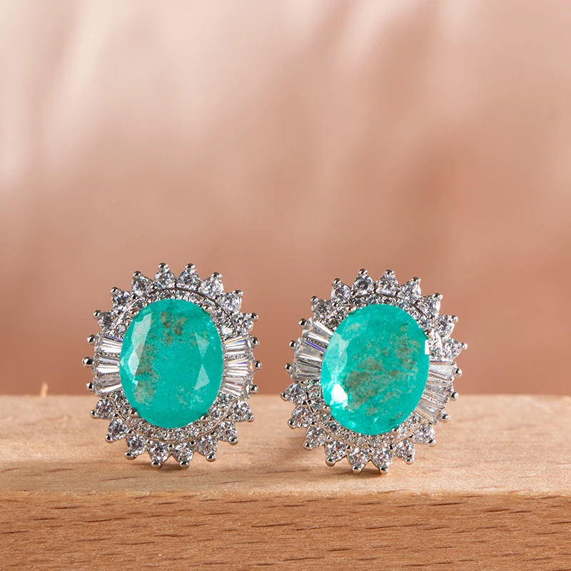 Cellacity 100% 925 Sterling Silver Stub Earring With Paraiba Tourmaline Gemstone - £39.34 GBP