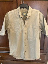 Cabela&#39;s Men&#39;s M Short Sleeve Tan Vented Mesh Padded Button Down Shooting Shirt - £13.77 GBP