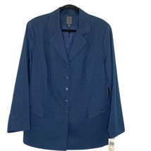 Due Per Due Women&#39;s size 16W Button Front Lined Blazer Jacket Top Navy Blue - £42.66 GBP