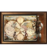 World Map - Old Vintage Map Of The World 24x36 Framed Wall Art Print - $519.75