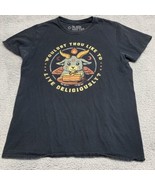 Baphomet Hot Topic Shirt Medium Black FadedThou Like To Live Deliciously... - $17.82 CAD