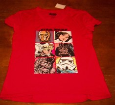 Women&#39;s Teen Star Wars Luke Skywalker Princess Leia C-3PO T-shirt Medium New - £15.55 GBP