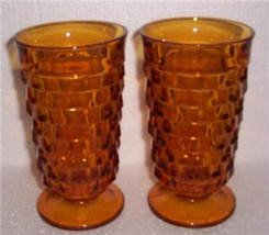 Vintage (2) Indiana American Whitehall Amber Color Large Water Glasses - £23.48 GBP