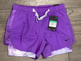 NWT $32 Nike Girls XL Purple Standard Fit Windbreaker Running Shorts Compression - £15.37 GBP