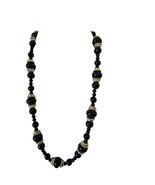 Necklace Deep Blue Silver Caps 24&quot; Faux Beads Necklaces Vintage 12&quot; drop... - $373.95 MXN