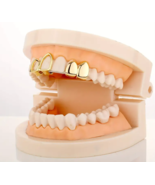 Hip Hop 14K Gold Plated Double Two Tooth Teeth Metal Open Grillz Canine ... - $16.82