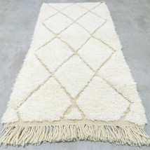 Ivory Moroccan Rug  Small 2x4 ft, Solid White Berber Wool rug, Creamy BeniOurain - £166.47 GBP