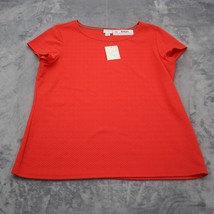 Jaclyn Smith Shirt Women XL Red Casual Herringbone Short Sleeve Textured - £19.54 GBP