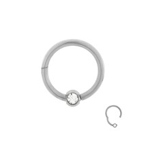 Stainless Steel Hinge Septum Clicker with Crystal Ball - £10.30 GBP
