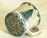 Stoneware Folk Art Mug Green Spongeware Pine Trees Country Craft Pottery - $24.74