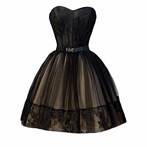 Kivary Little Black Gothic Short Ball Gown Corset Prom Homecoming Dress Champagn