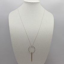 HTF Silpada Sterling &amp; Brass INTERMIX Hammered Circle Bar Pendant Necklace N3566 - £39.39 GBP
