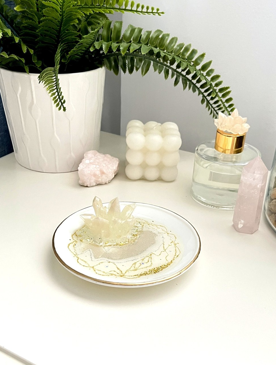 Crystal Ring Dish, Resin Jewelry Dish, Crystal Ring Holder - $37.70