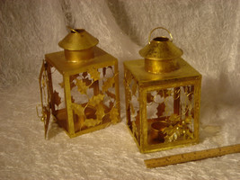 votive candle holders, lanterns, gold, light metal (sew rm) - £7.12 GBP