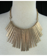 AUTHENTIC ANTIQUE necklace BRASS Art Deco Choker 20&quot; gold tone bars 1920&#39;s - $149.99